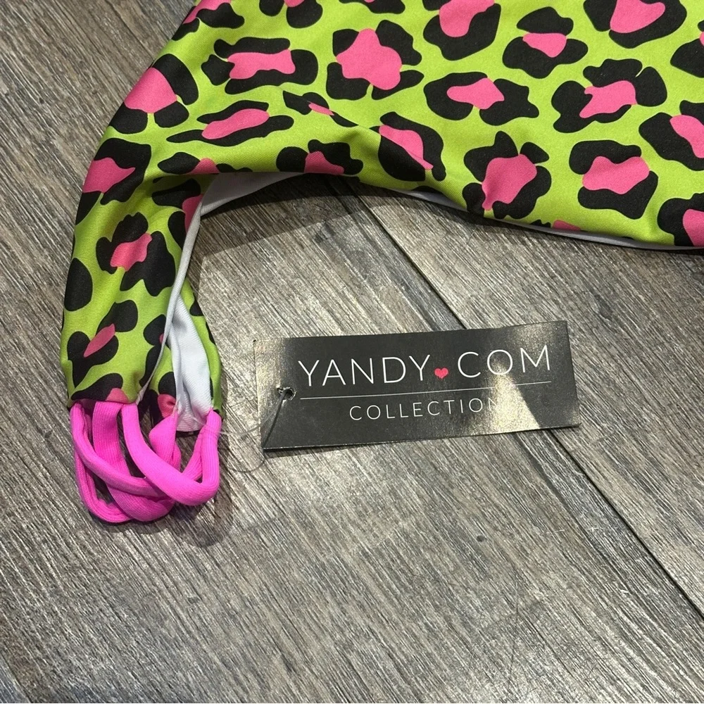 Yandy Vibrant Leopard Print Pink Green Bikini Bottom XLarge New with Tags